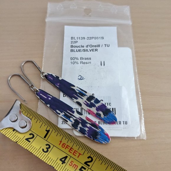 Isabel Marant - Blue / Silver Ikat Enamel Drop Earrings - Picture 6 of 6